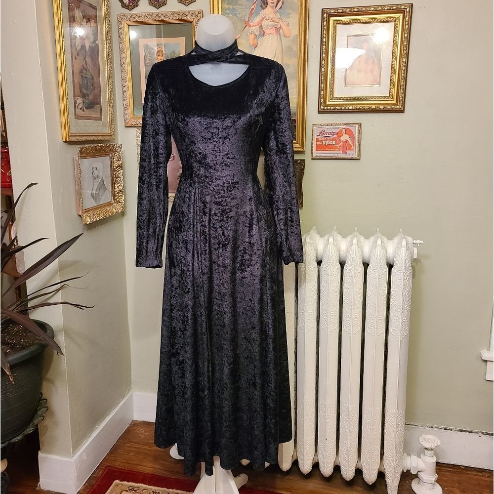 Vintage Black Velvet Goth Dress